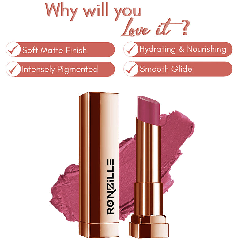 Ronzille Natural Colored Long Stay Matte Lipstick With Intense Colour Payoff Shade -07