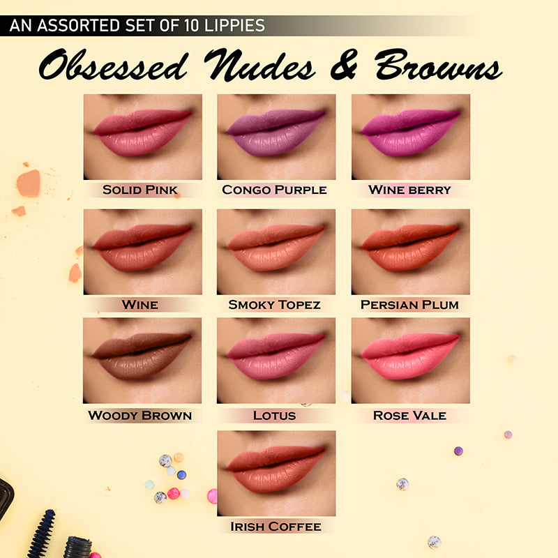 Ronzille Non-transfer Mini liquid lipstick set of 10 with slider box(15ml)
