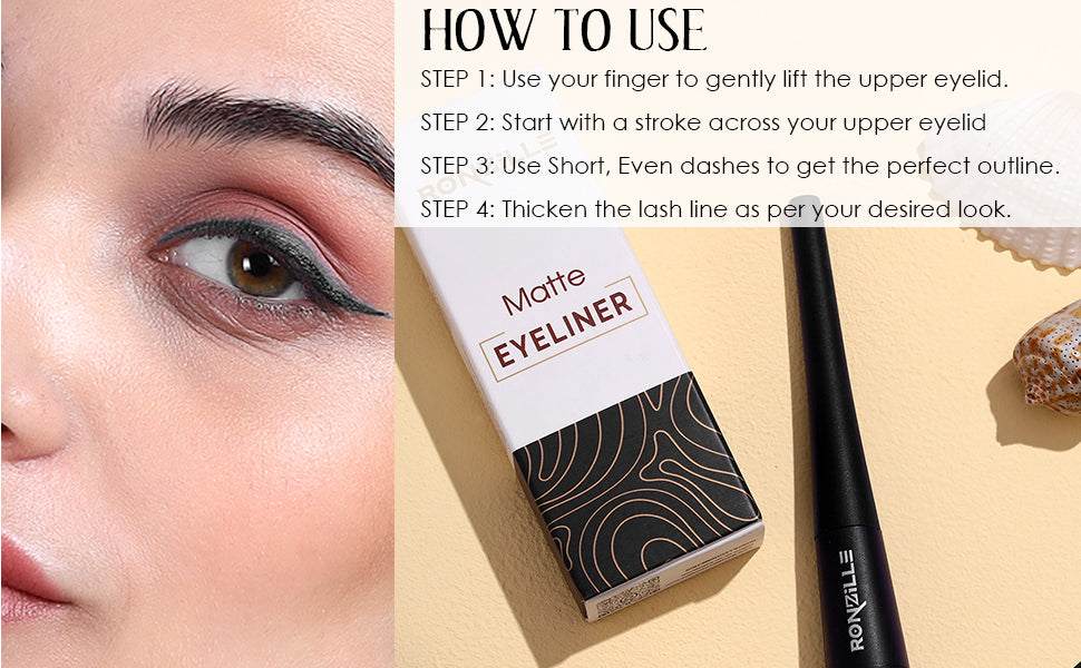 Ronzille Smudgeproof & Waterproof Liquid Matte Eyeliner (Black)