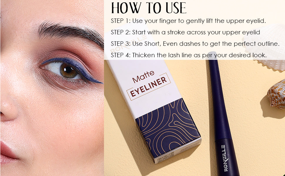 Ronzille Smudgeproof & Waterproof Liquid Matte Eyeliner (Blue)