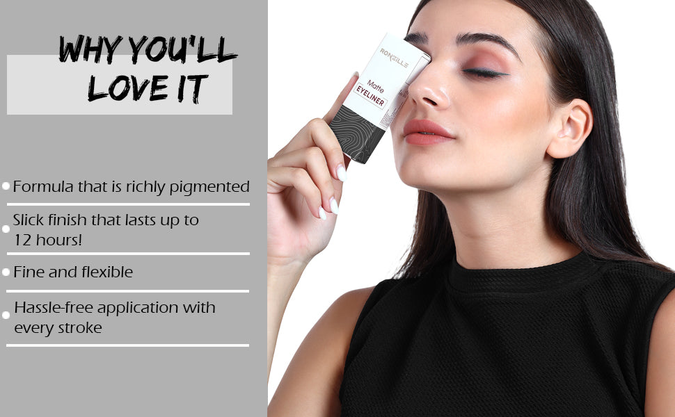 Ronzille Smudgeproof & Waterproof Liquid Matte Eyeliner (Black)