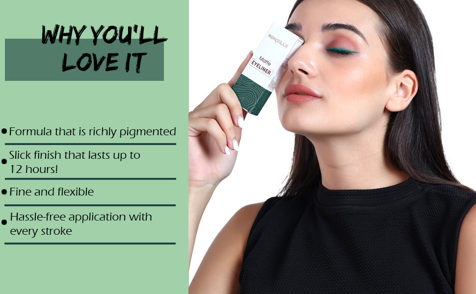 Ronzille Smudgeproof & Waterproof Liquid Matte Eyeliner (Green)