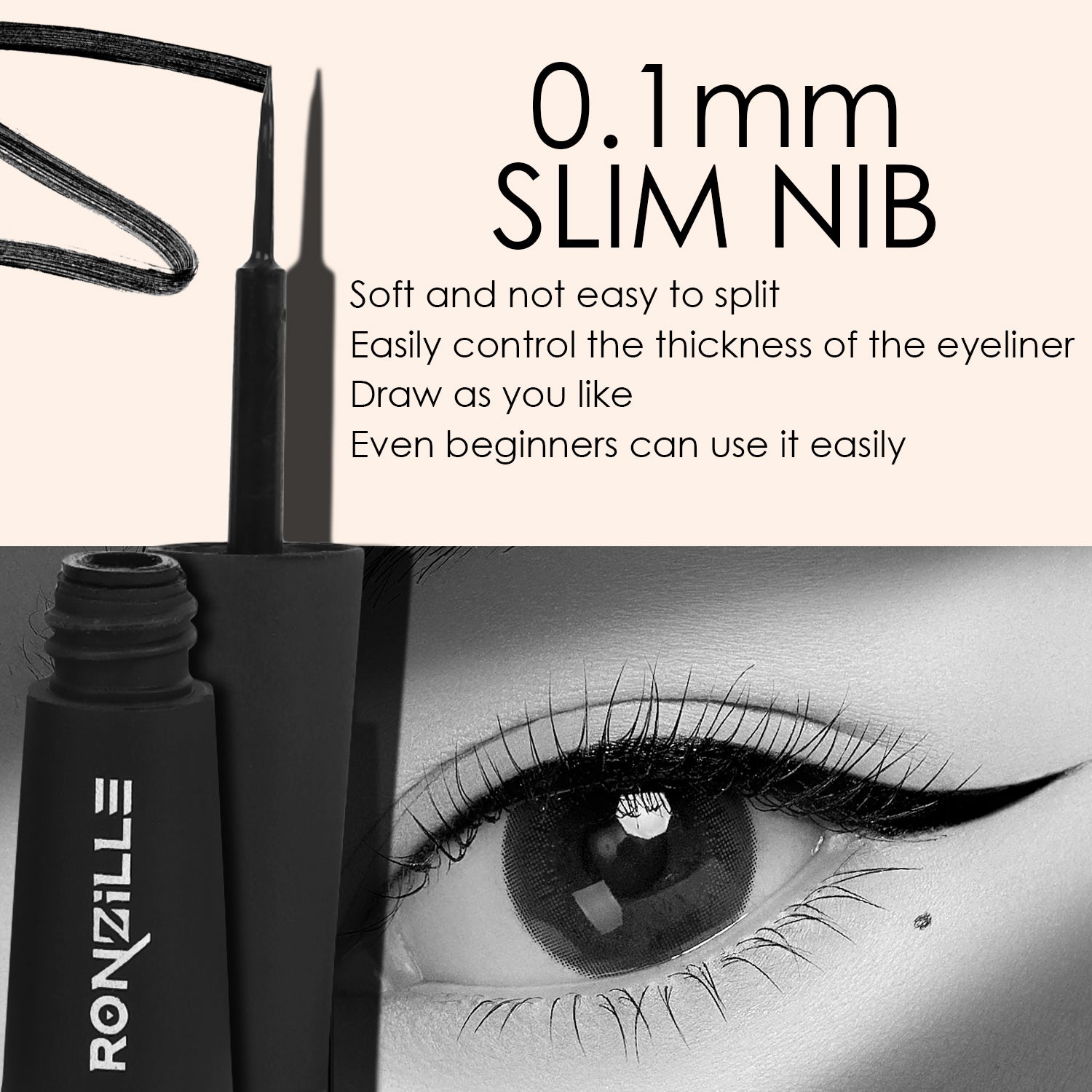 Ronzille Smudgeproof & Waterproof Liquid Matte Eyeliner (Black)