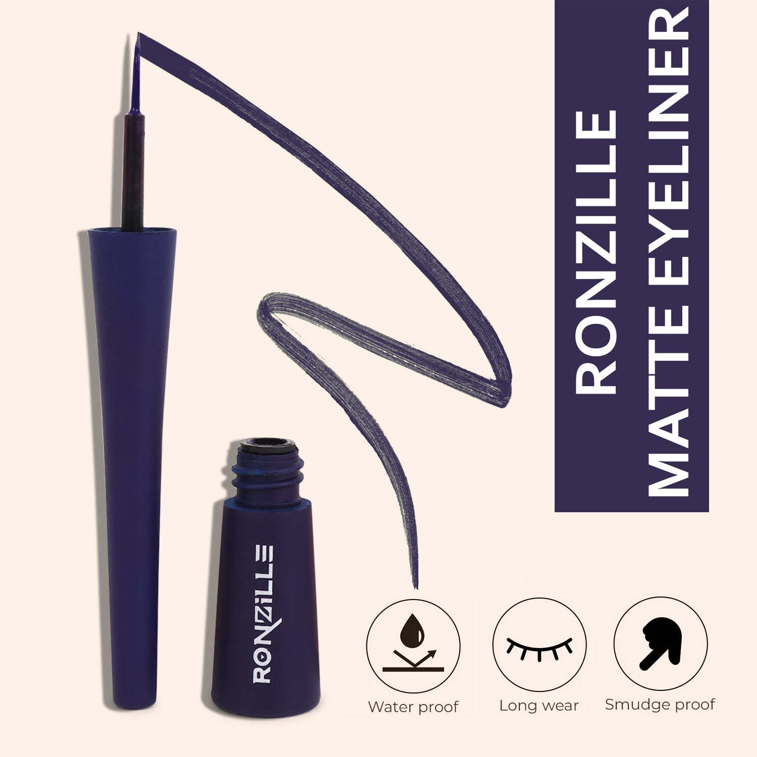Ronzille Smudgeproof & Waterproof Liquid Matte Eyeliner (Blue)