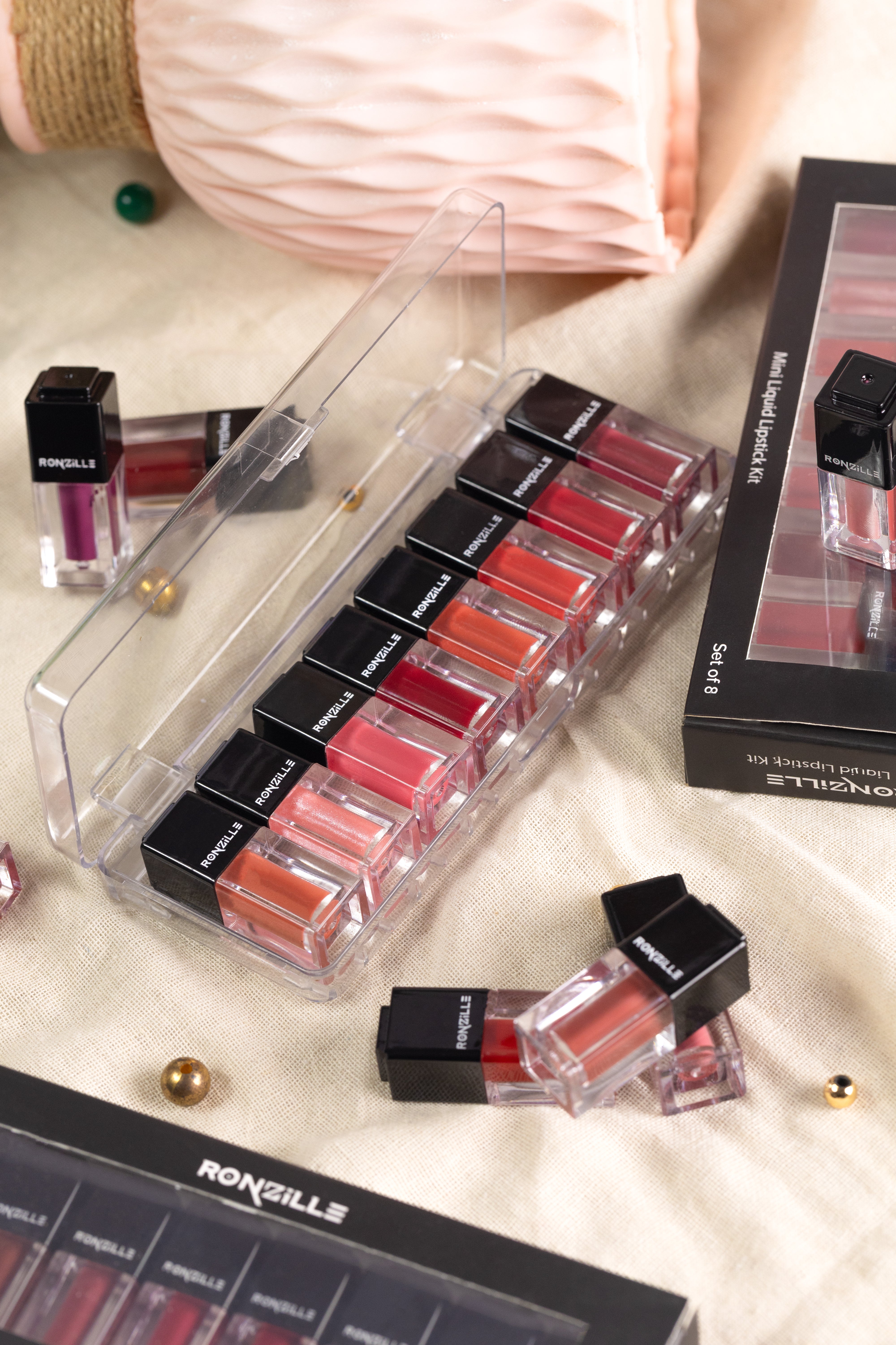 Ronzille Tinted Lip Gloss Non Sticky & Non Drying Formula, Long Lasting Moisturizing-Set of 8