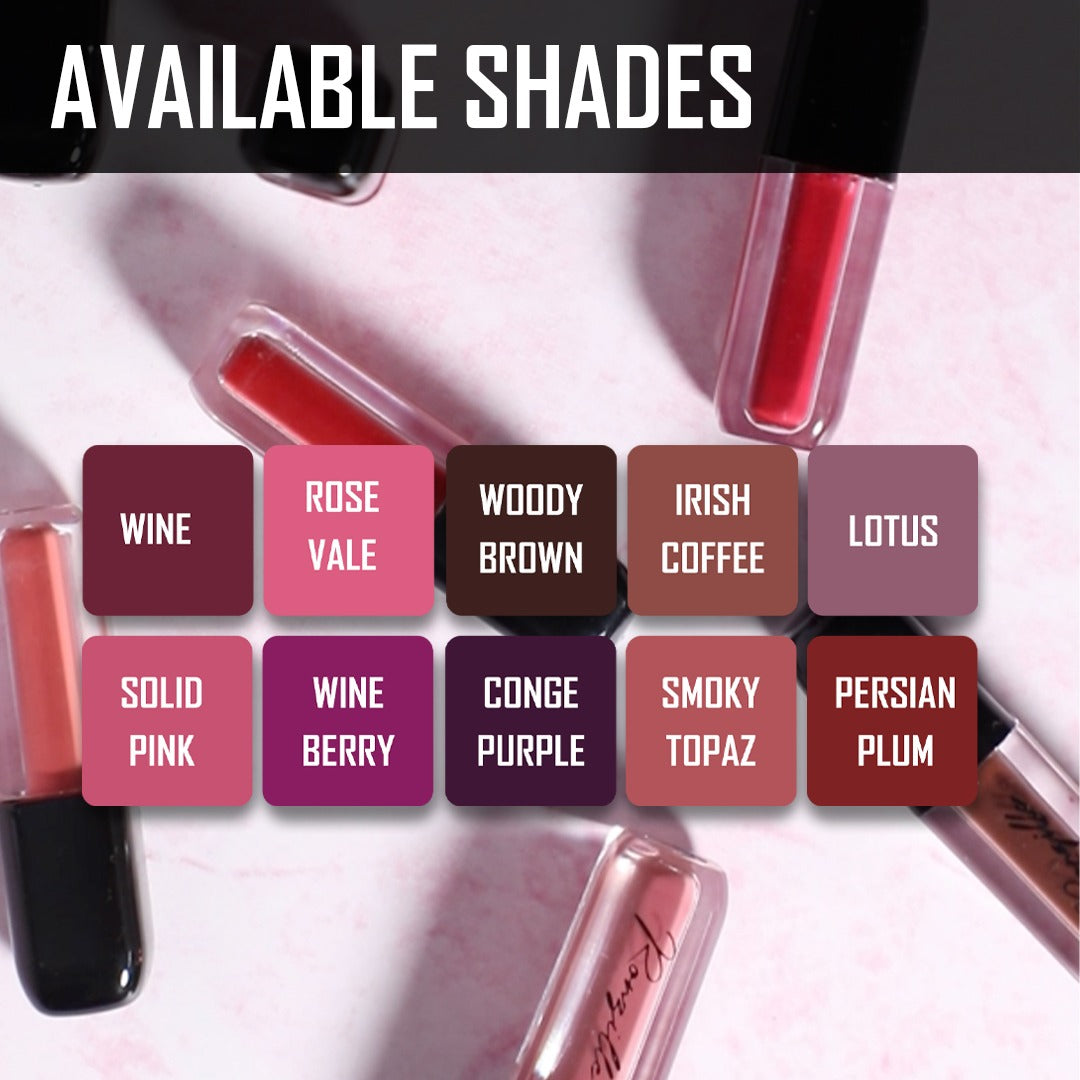 Ronzille Non Transfer Mini liquid Matte lipstick Set of 10