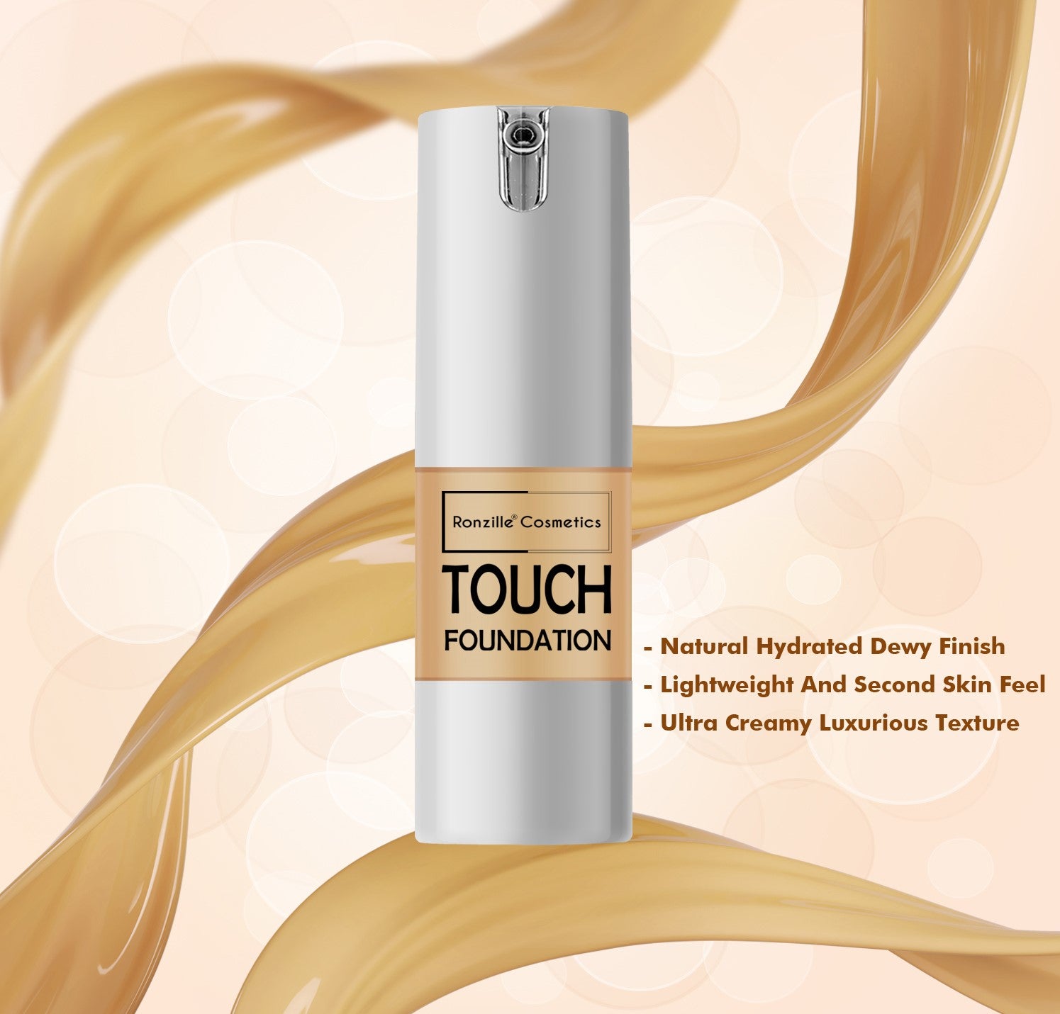 RONZILLE Ultra Creamy Luxurious Texture & Lightweight,Second Skin Feed With Airless Pump Foundation- (Shade-01)