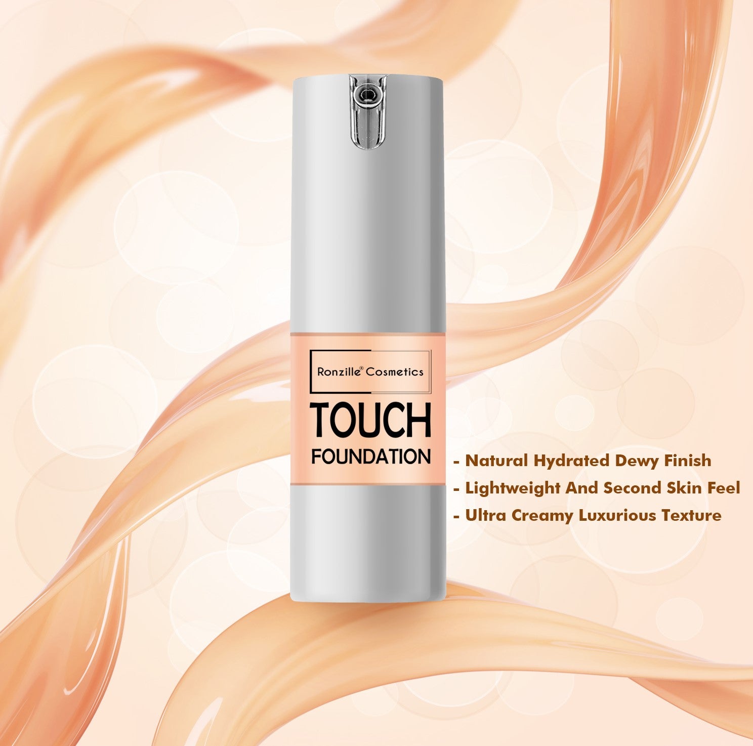 RONZILLE Ultra Creamy Luxurious Texture & Lightweight,Second Skin Feed With Airless Pump Foundation- (Shade-02)