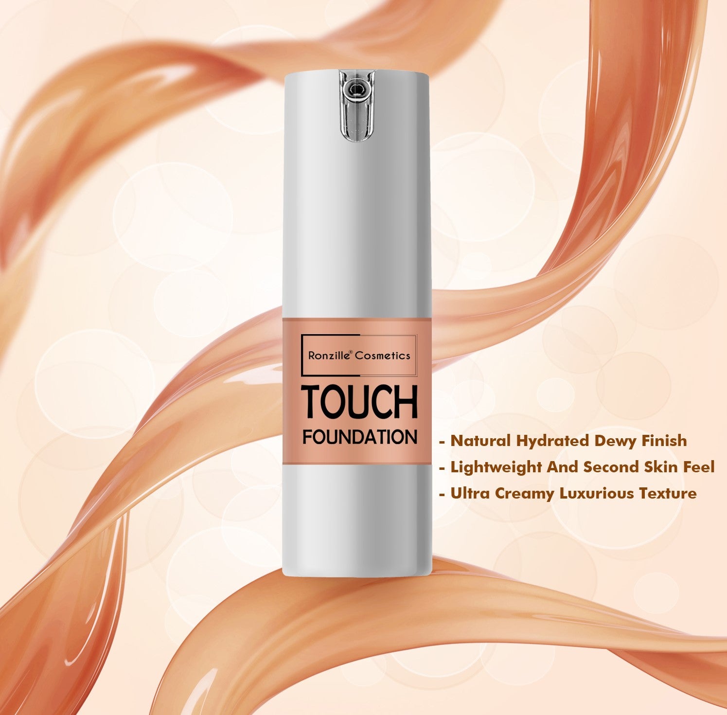RONZILLE Ultra Creamy Luxurious Texture & Lightweight,Second Skin Feed With Airless Pump Foundation- (Shade-03)