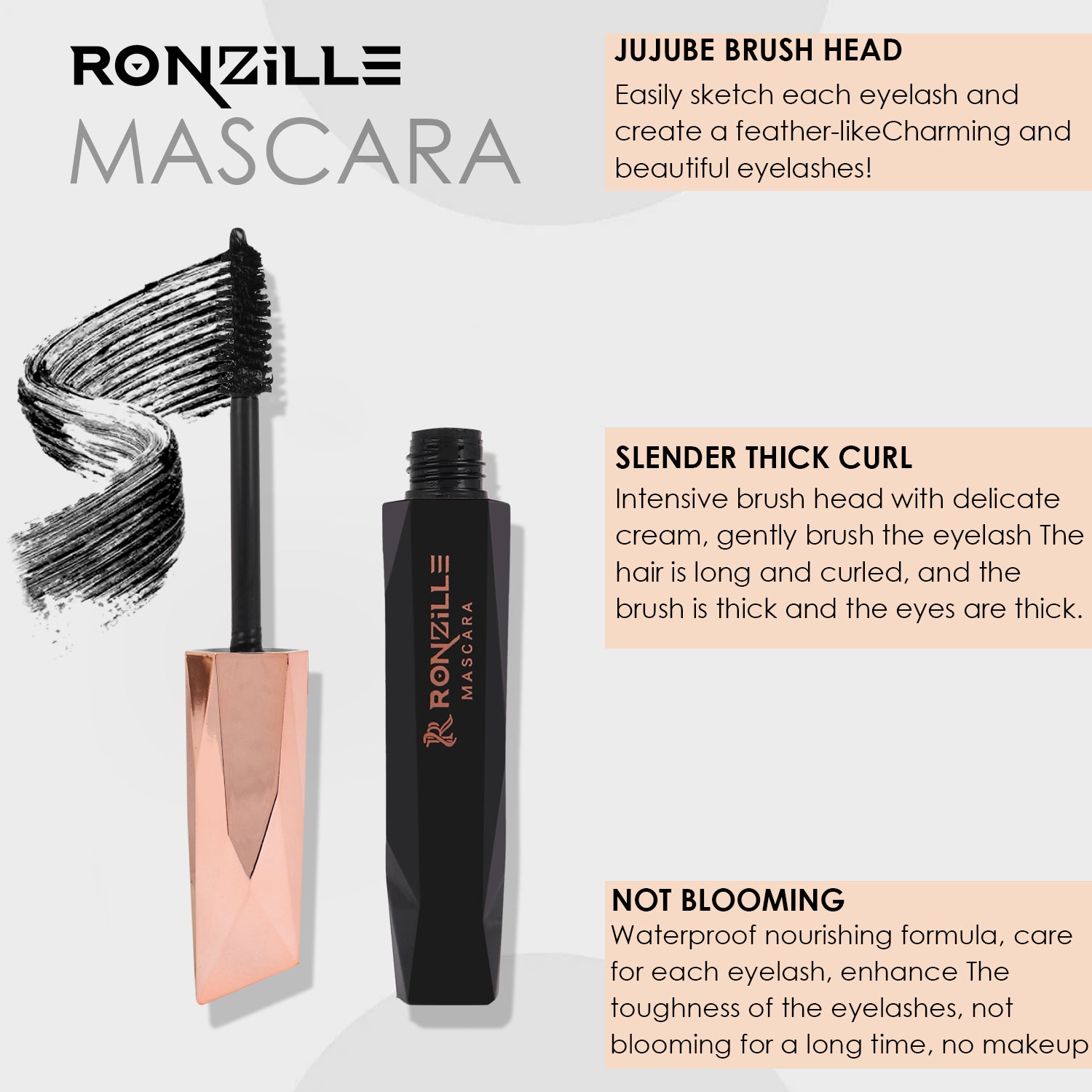 Ronzille Waterproof & Smudgeproof Diamond Mascara - Volumising