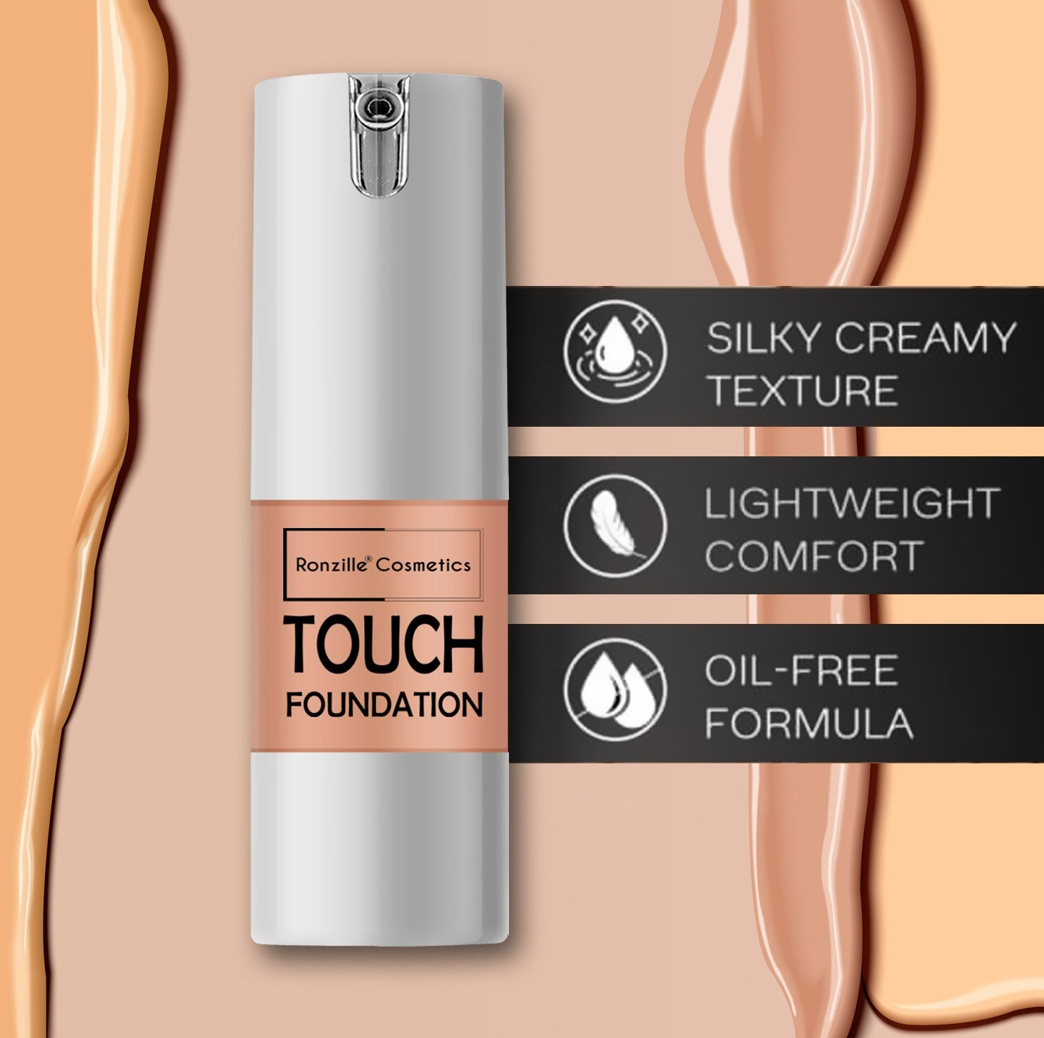 RONZILLE Ultra Creamy Luxurious Texture & Lightweight,Second Skin Feed With Airless Pump Foundation- (Shade-04)