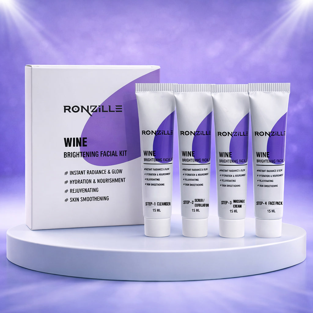 Ronzille Wine Brightening Facial Kit,Instant Radiance & Glow, Hydration & Nourishment, Rejuvenating,Skin Smoothening Facial Kit for Women & Men-60ml