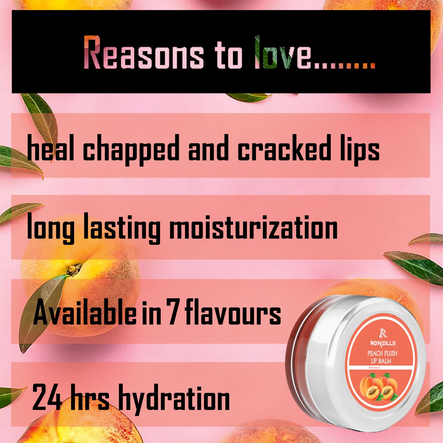 Ronzille Lip Balm  Peach Flush 8 gm