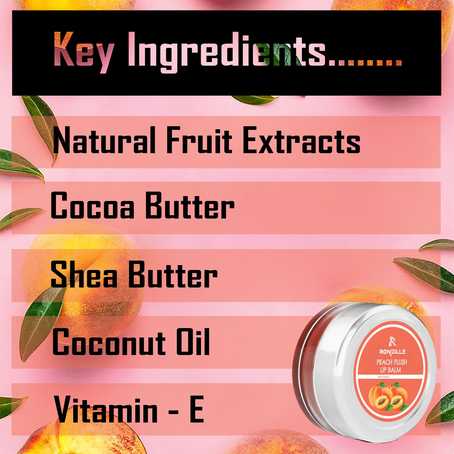 Ronzille Lip Balm  Peach Flush 8 gm