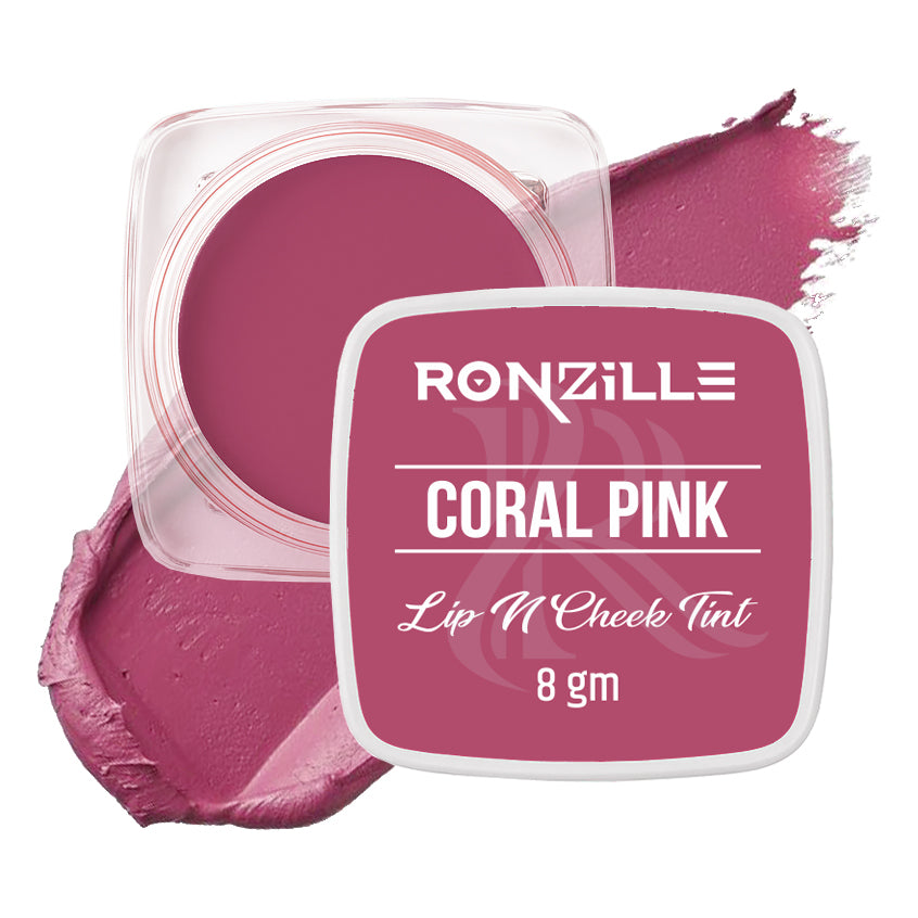 Ronzille 3-in-1 Lip, Cheek & Eye Tint |Paraben-Free | Creamy Matte Finish  (Coral Pink)