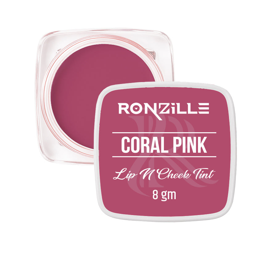 Ronzille 3-in-1 Lip, Cheek & Eye Tint |Paraben-Free | Creamy Matte Finish  (Coral Pink)