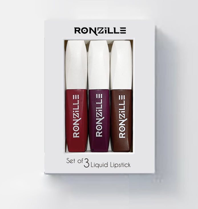 Ronzille Liquid Lipstick Waterproof and smudge-proof Non transferable Set of 3