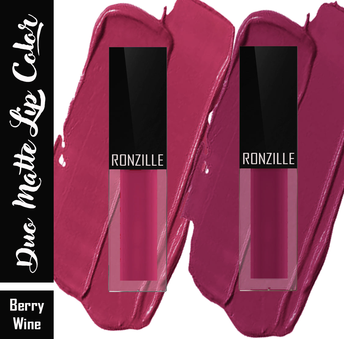 Ronzille Duo Matte Lip Color Non Transfer & Waterproof  (Berry, Wine, 2.5 ml)