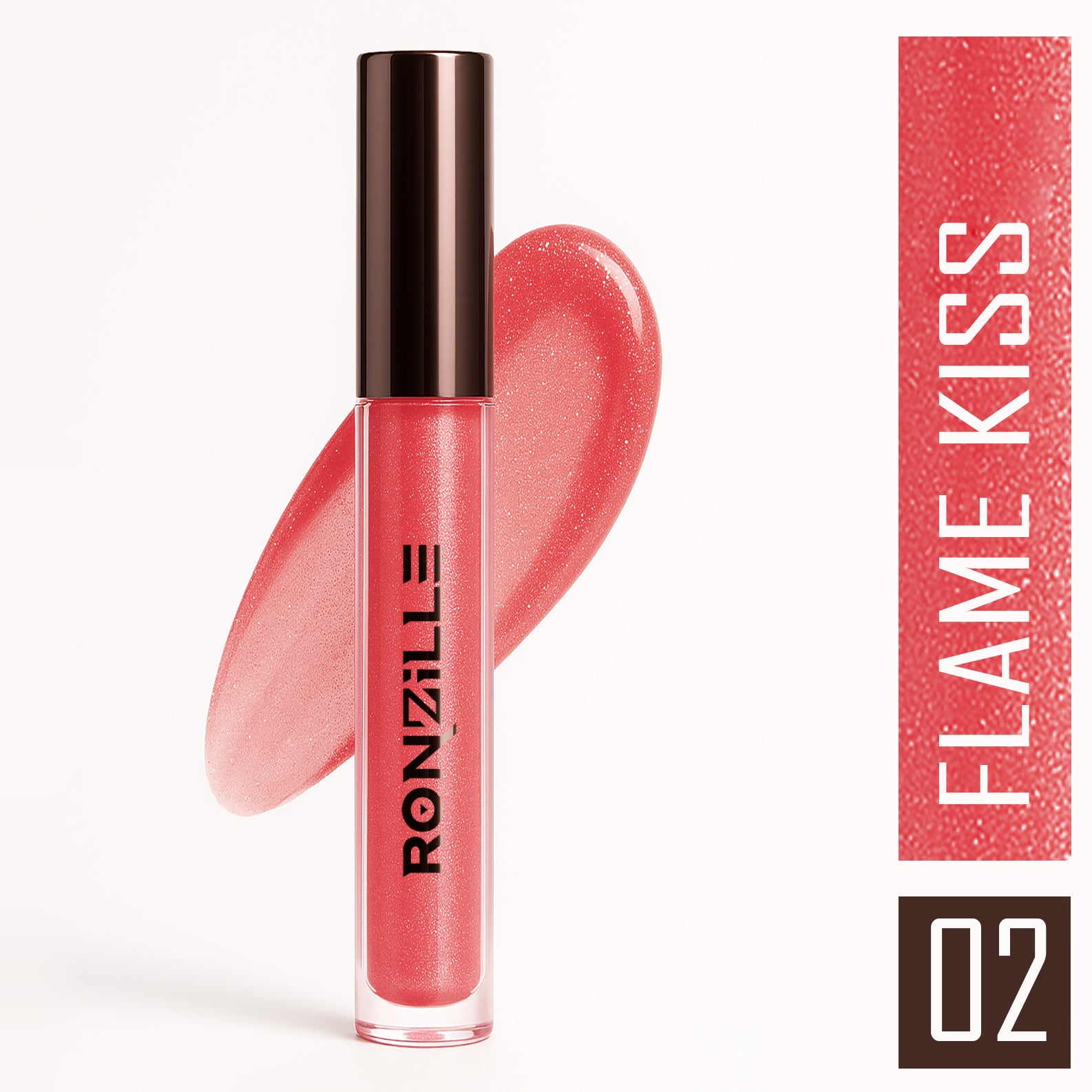Ronzille-Lip Gloss | High-Glossy Shine | Enriched with Vitamin E | Lightweight | Non Sticky | Hydrating Formula | Flame Kiss - 6ml