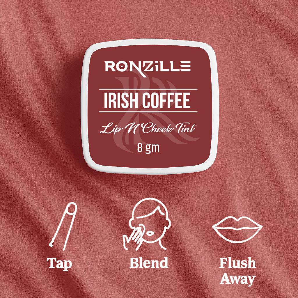 Ronzille 3-in-1 Lip, Cheek & Eye Tint |Paraben-Free | Creamy Matte Finish  (Irish Coffee)