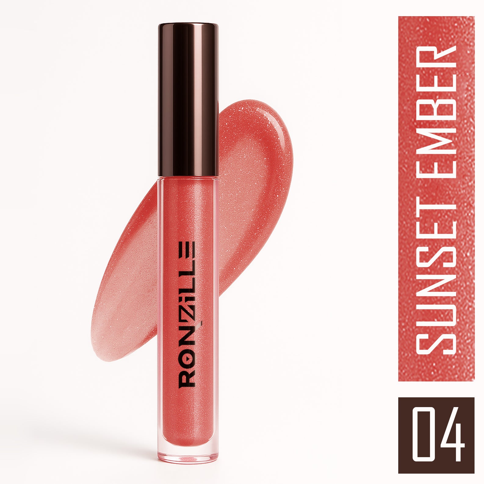 Ronzille-Lip Gloss | High-Glossy Shine | Enriched with Vitamin E | Lightweight | Non Sticky | Hydrating Formula |- Sunset Ember - 6ml