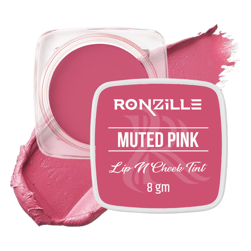 Ronzille 3-in-1 Lip, Cheek & Eye Tint |Paraben-Free | Creamy Matte Finish  (Muted Pink)