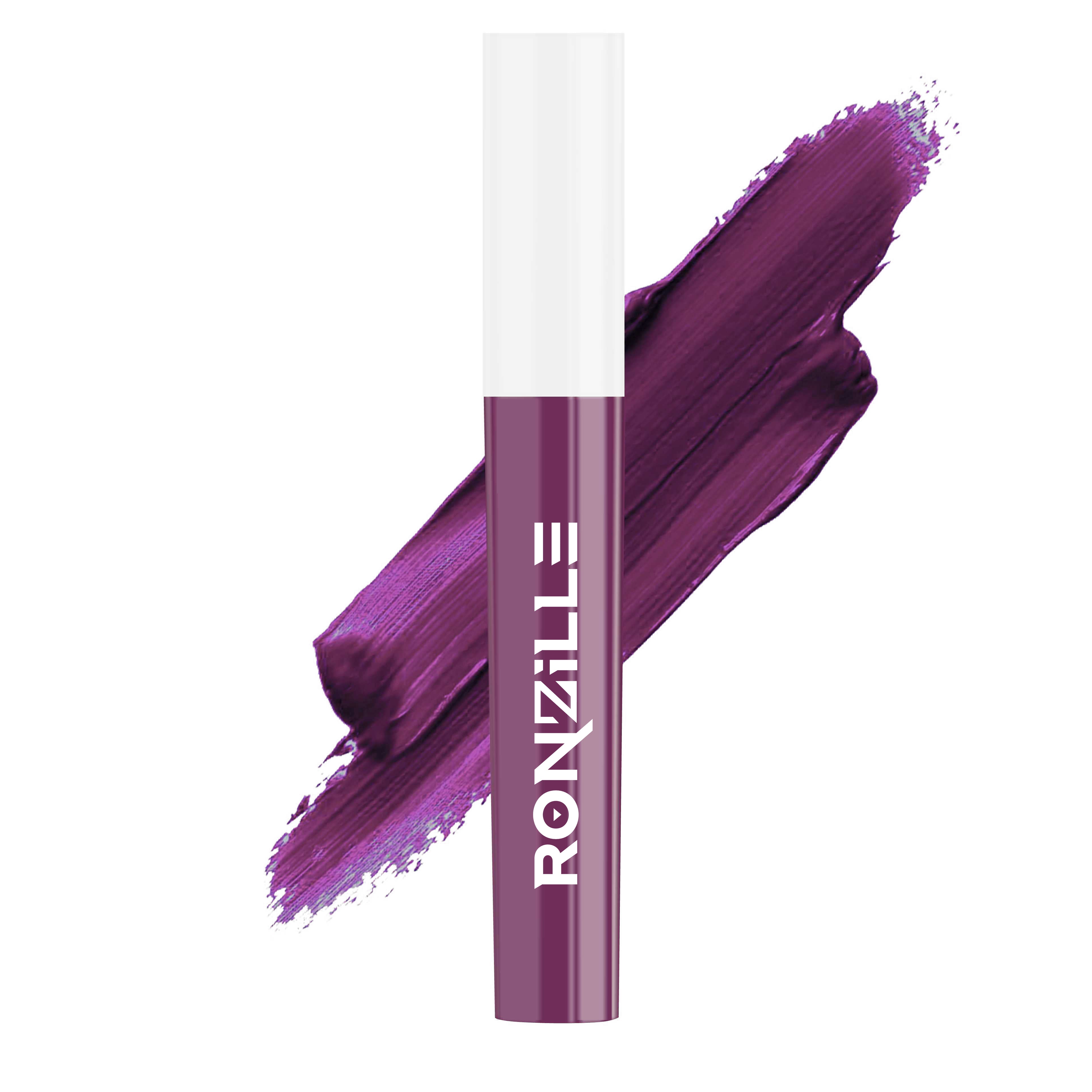 Ronzille Non Transfer Matte Liquid Lipstick plus Lip Gloss ( Mauves & Purples ) Pack of 4
