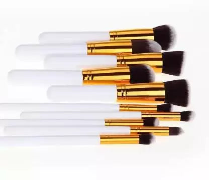 Ronzille Makeup Brushes Set Tool Pro Foundation Blending Blush Eyeliner Face Powder Brush Kit (White) set of 10
