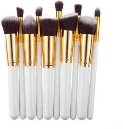 Ronzille Makeup Brushes Set Tool Pro Foundation Blending Blush Eyeliner Face Powder Brush Kit (White) set of 10