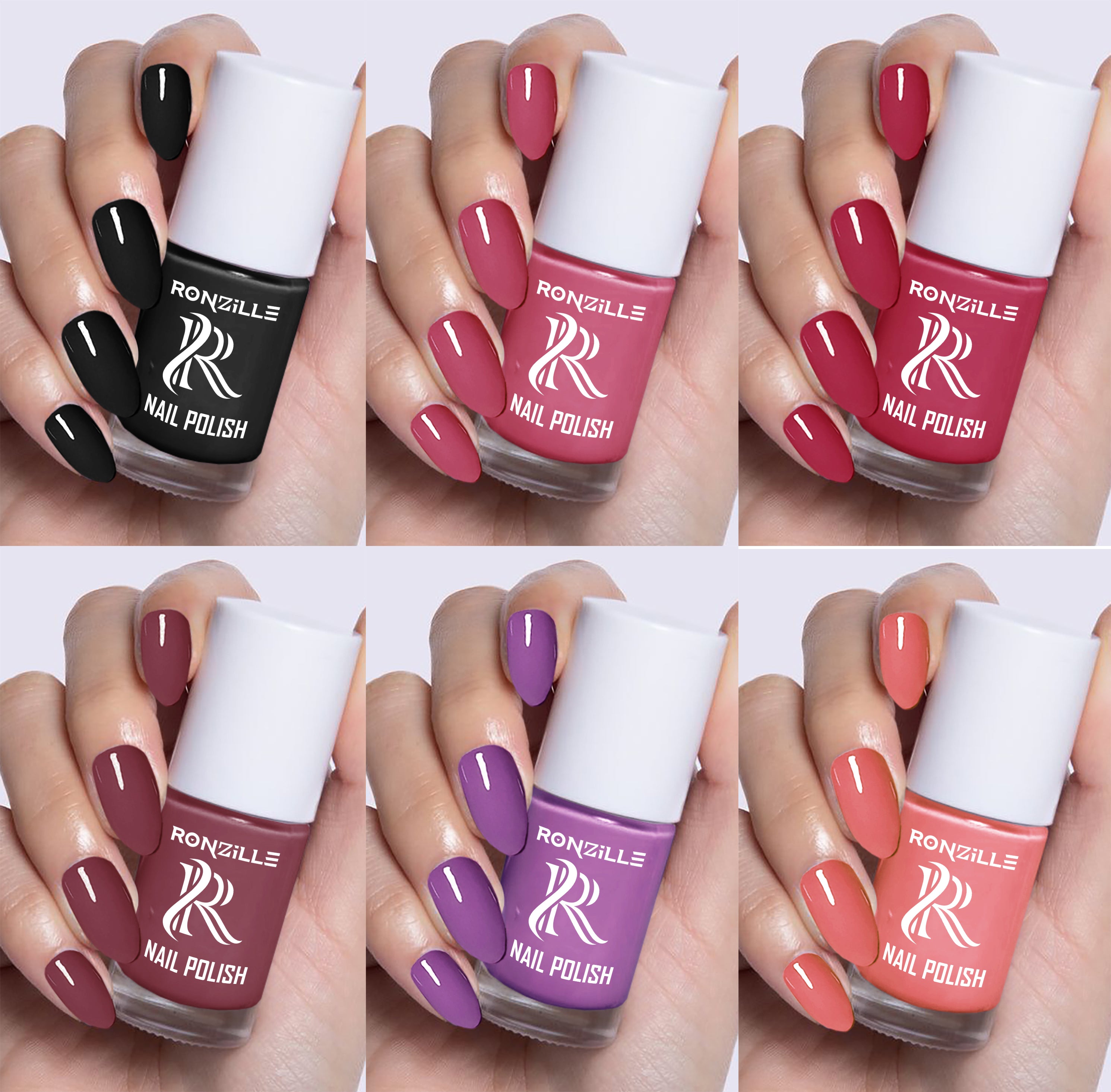 Ronzille Quick Dry Long Lasting Nail Polish Combo Of Different Color Set Of 6 (Shade-010)
