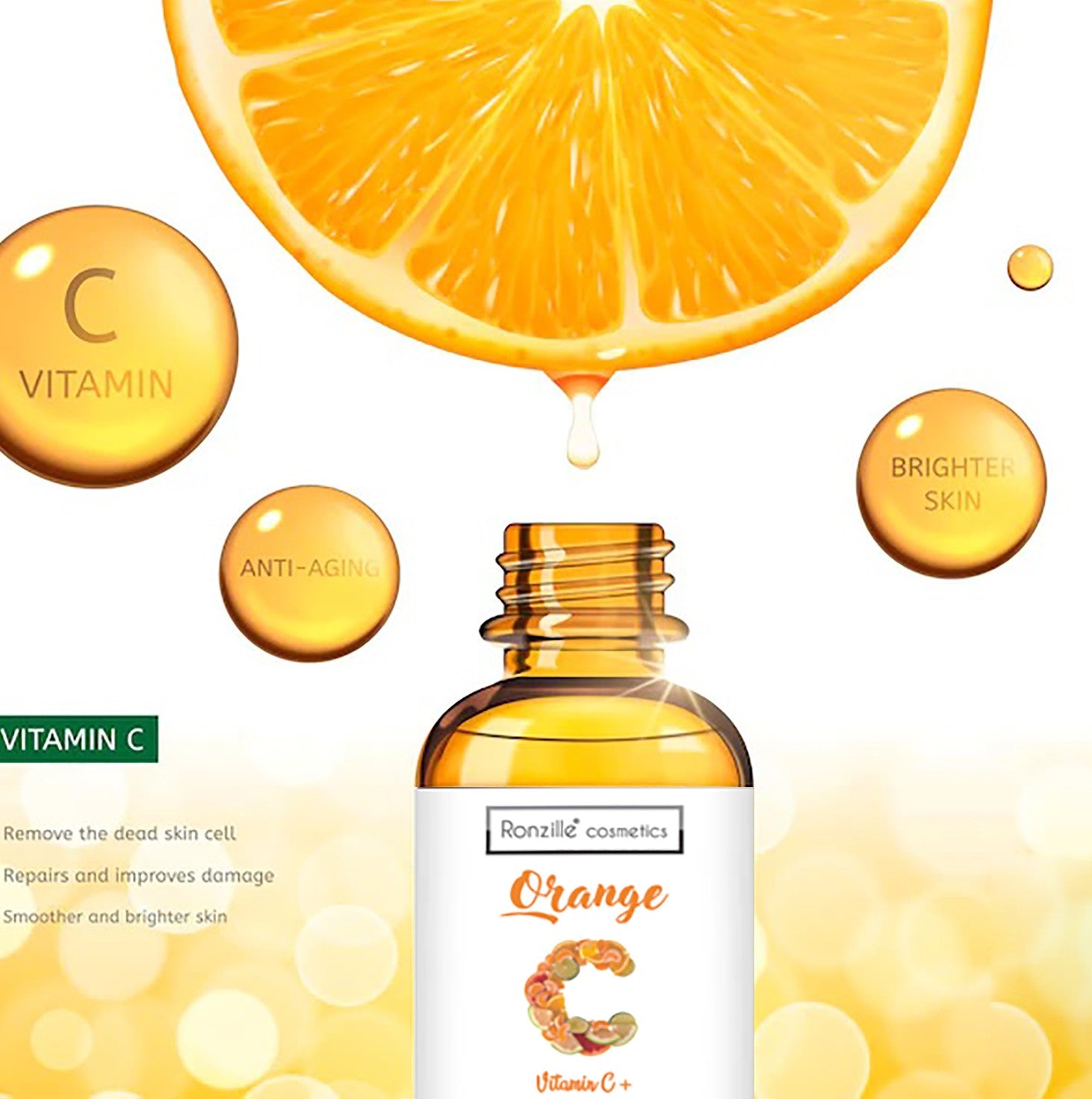 Ronzille  Vitamin-C & Hyalunauric for Acne Scars, Skin Brightening Face Serum-(30 ml)
