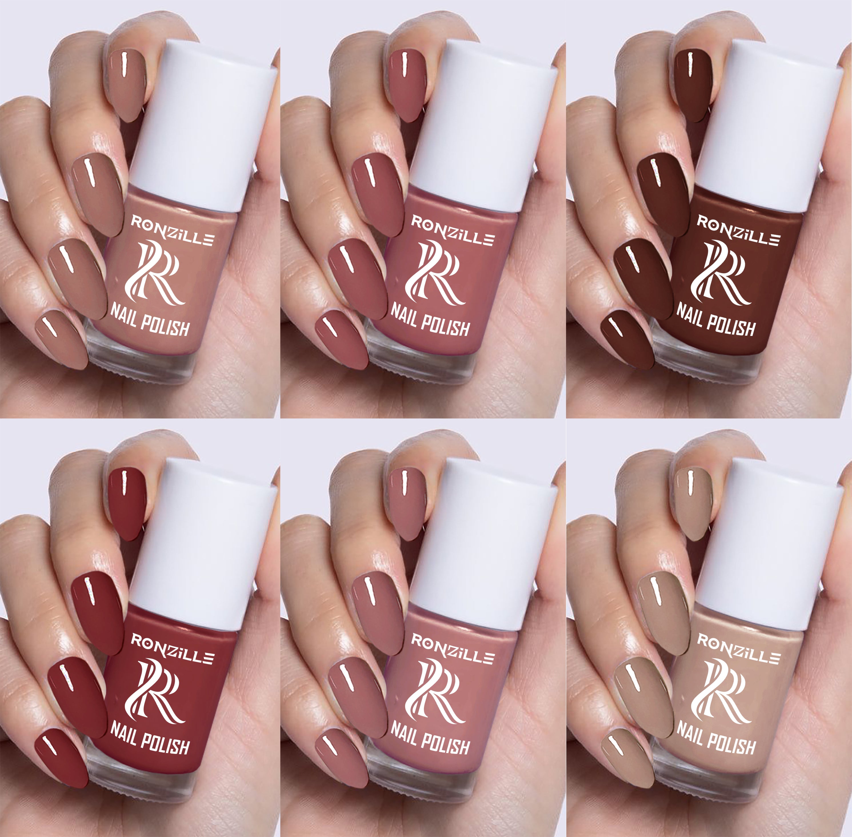 Ronzille Quick Dry Long Lasting Nail Polish Combo Of Different Color Set Of 6 (Shade-012)