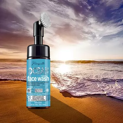 Ronzille Ocean Foaming Wash With Built -In Face Brush For Deep Cleansing Men & Women All Skin Types Face Wash-150 ml