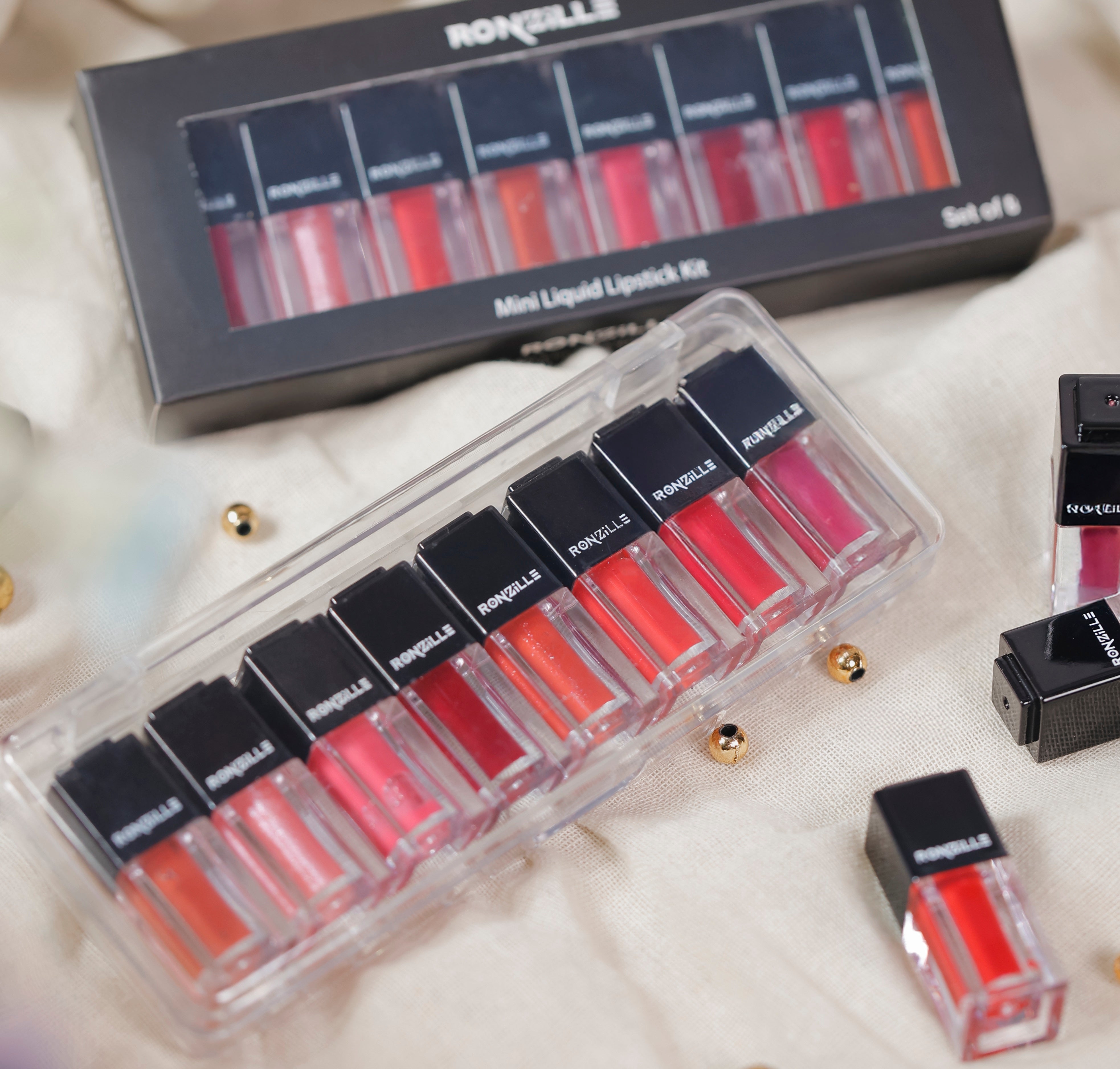 Ronzille Mini Long Lasting Waterproof Non Transfer Liquid Lipstick-Kit Set of 8