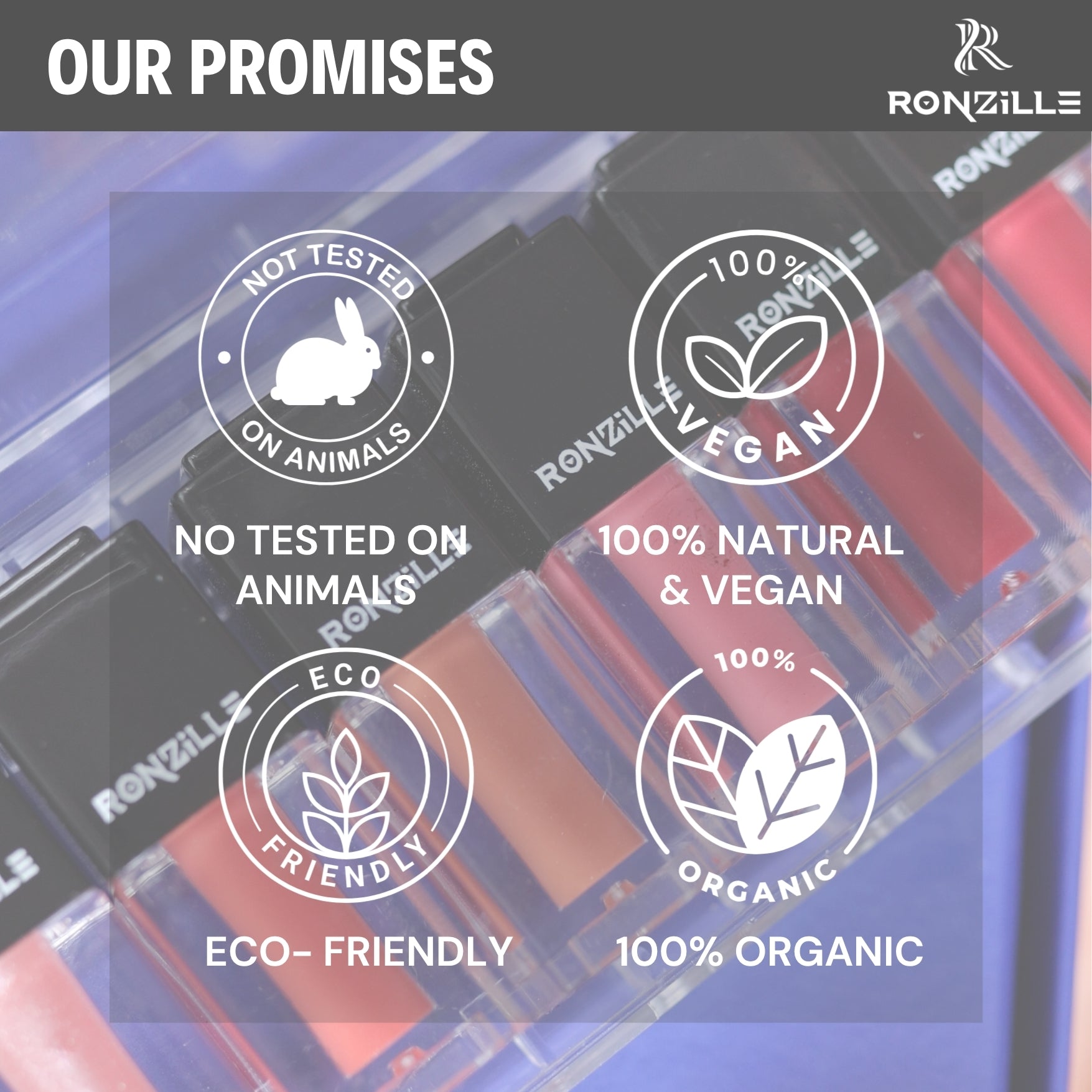 Ronzille Mini Long Lasting Waterproof Non Transfer Liquid Lipstick-Kit Set of 8