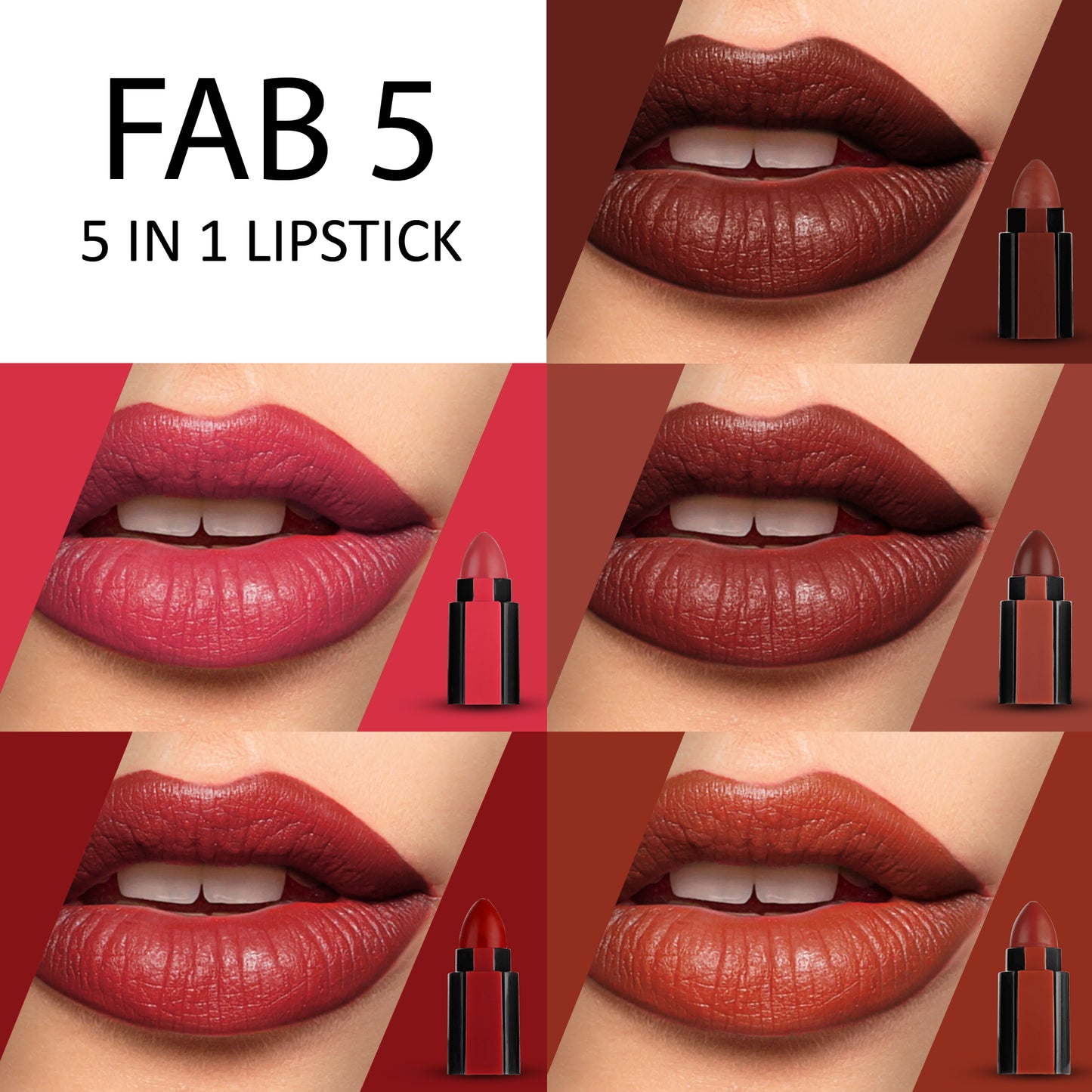 Ronzille Fantastic 5 Step Lipstick 5 in 1 Lipstick Shade -A  (Shade _A, 10 g)