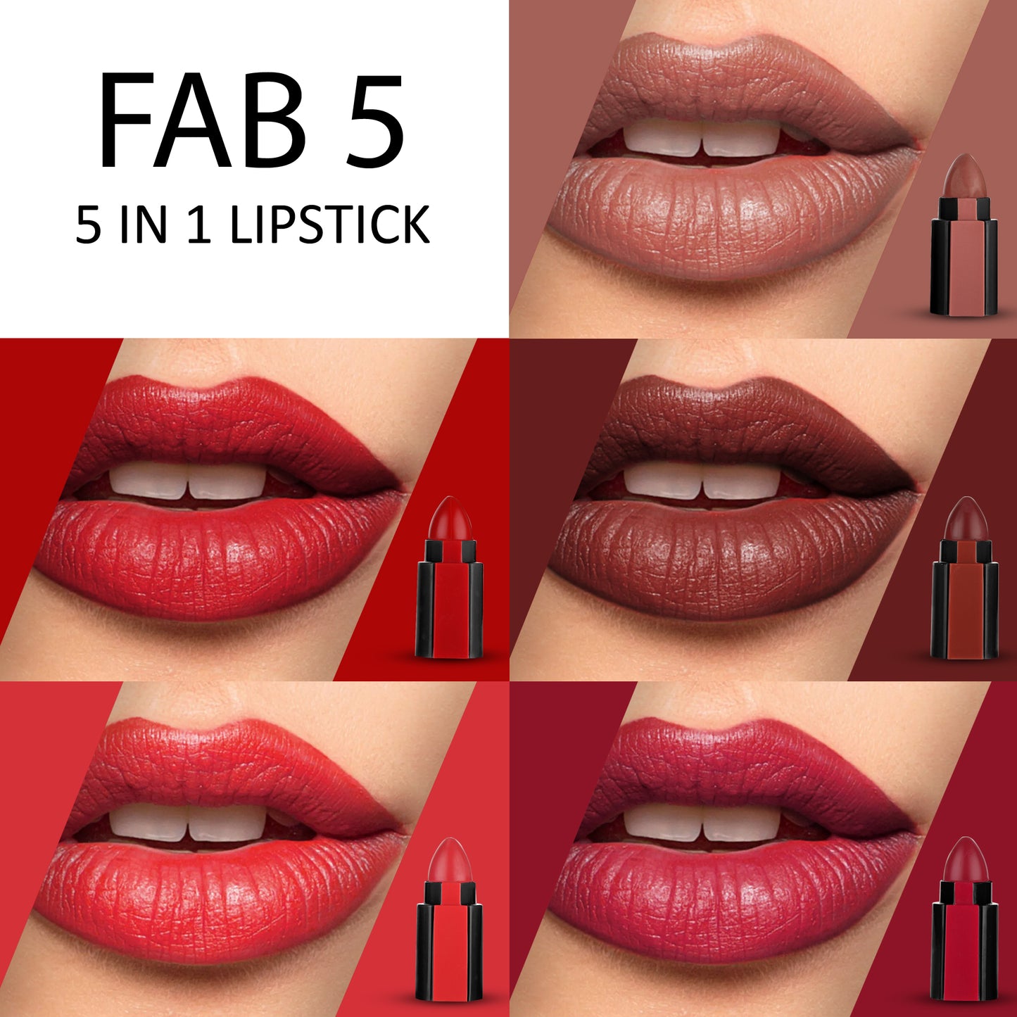 Ronzille Fantastic 5 Step Lipstick 5 in 1 Lipstick Shade -B (Shade _B, 10 g)