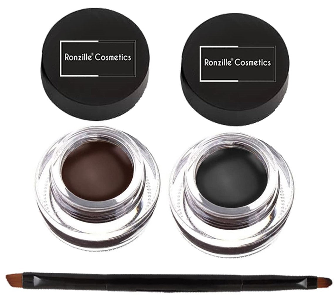 Ronzille Black & Brown 2 in 1 WaterProof & Smudge Proof 24hrs Gel Eyeliner /Gel Kajal 6 g  (Black, Brown)