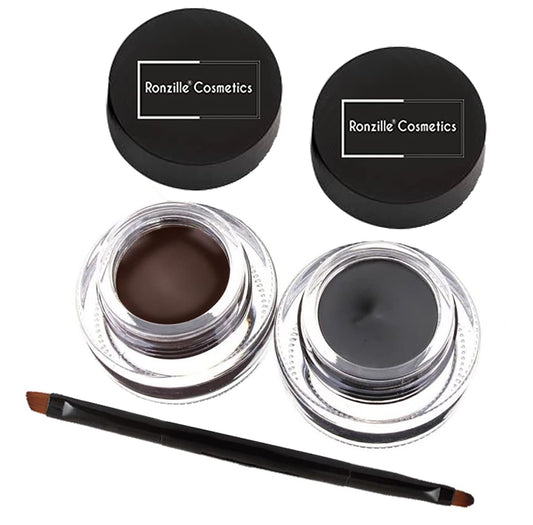 Ronzille Black & Brown 2 in 1 WaterProof & Smudge Proof 24hrs Gel Eyeliner /Gel Kajal 6 g  (Black, Brown)