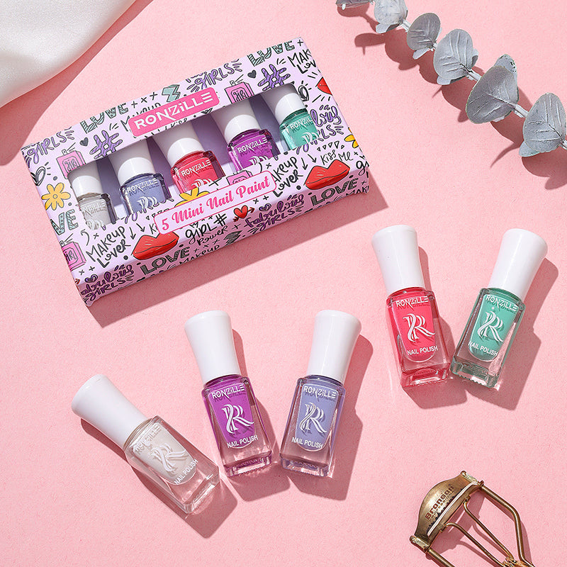 Ronzille Set of 5 Mini Nail Paint Kit - Pastel Edition