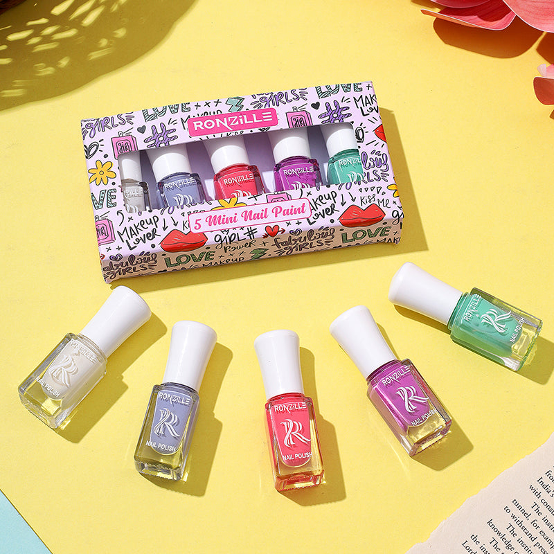Ronzille Set of 5 Mini Nail Paint Kit - Pastel Edition