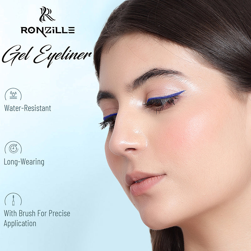 "Ronzille 36Hr WaterProof & Smudge Proof Long Wear Gel Eyeliner with precision Brush (Black,Blue) "
