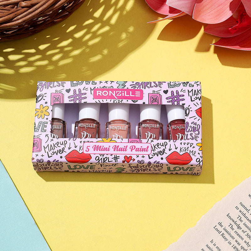 Ronzille Set of 5 Mini Nail Paint Kit - Nude Edition