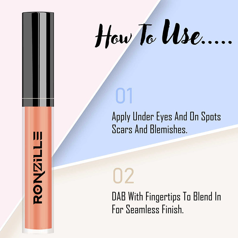 Ronzille HD Finish Full Coverage Liquid Concealer  (Corrector orange, 4 ml) 07