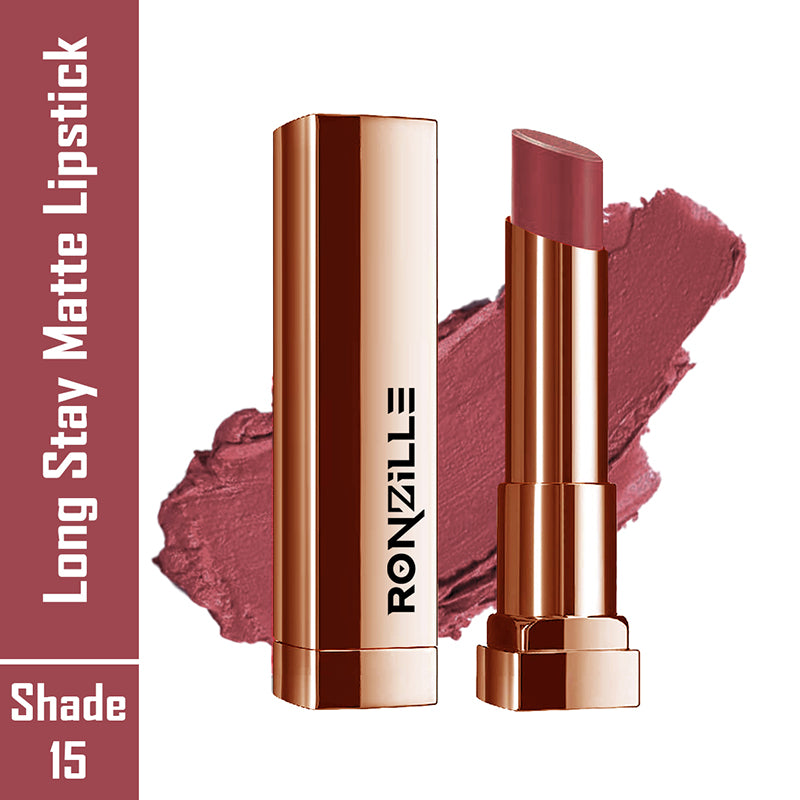 Ronzille Natural Colored Long Stay Matte Lipstick With Intense Colour Payoff Shade -15