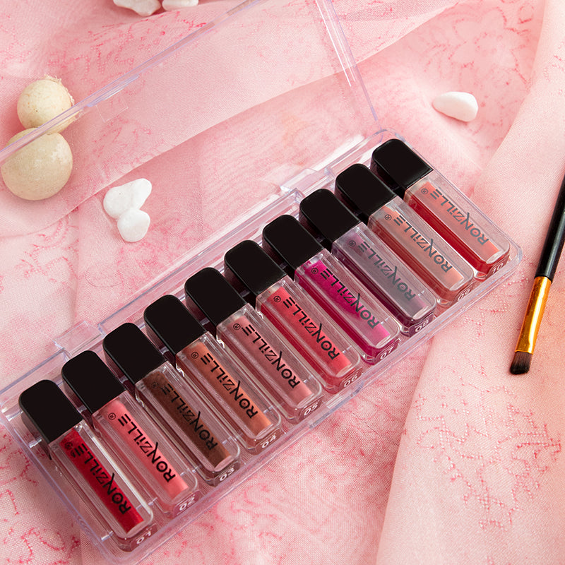 Ronzille Long Lasting Waterproof Non Transfer Mini Liquid Matte Lipstick Kit Set of 10
