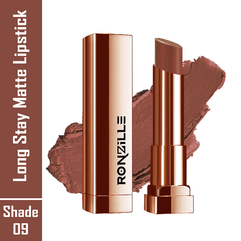 Ronzille Natural Colored Long Stay Matte Lipstick With Intense Colour Payoff Shade -09