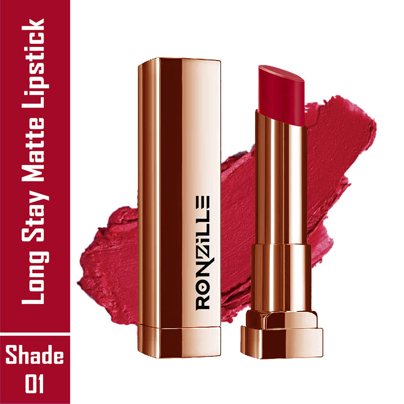 Ronzille Natural Colored Long Stay Matte Lipstick With Intense Colour Payoff Shade -01