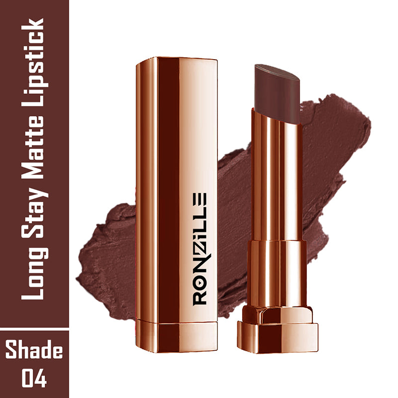 Ronzille Natural Colored Long Stay Matte Lipstick With Intense Colour Payoff Shade -04