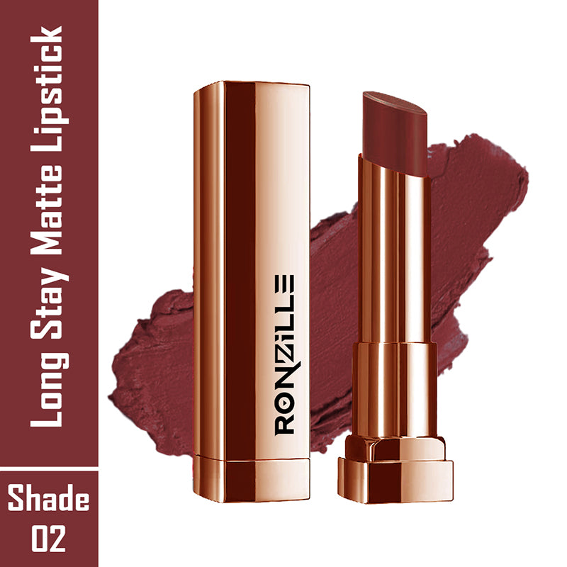 Ronzille Natural Colored Long Stay Matte Lipstick With Intense Colour Payoff Shade -02